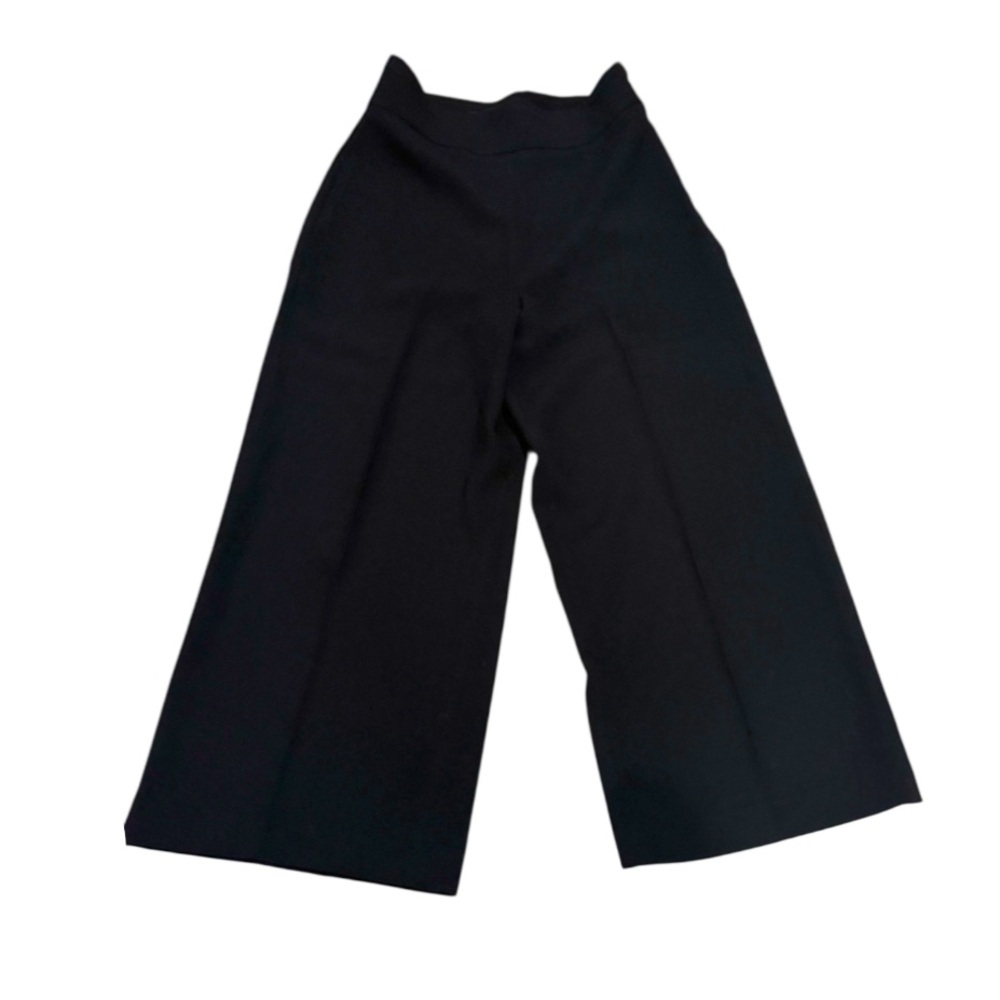 Zara Woman High Rise Wide Leg Ankle Trousers XS & S | Black Pull-On Pants